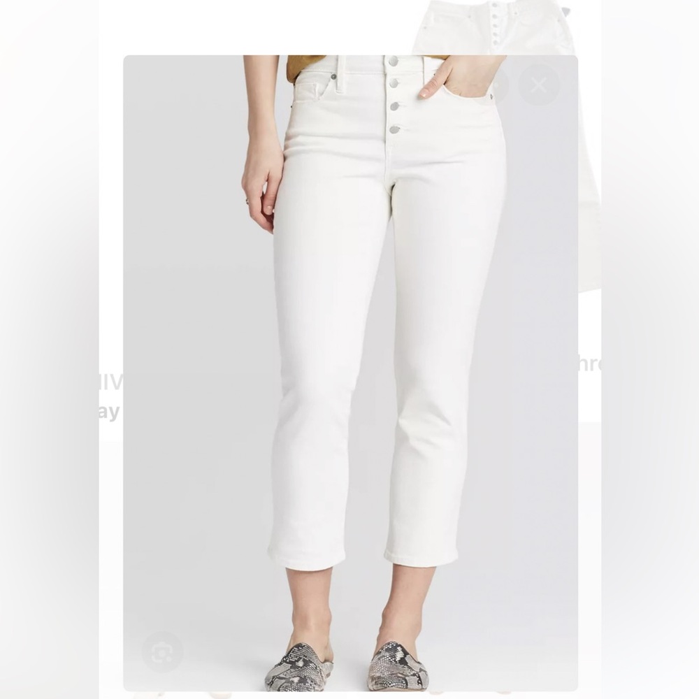 Universal Thread Cropped Button Fly White/Ivory J… - image 1